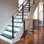 Modern-Stairs-Balustrade-Design-for-Steps-Matte-Black-Cable-Railing